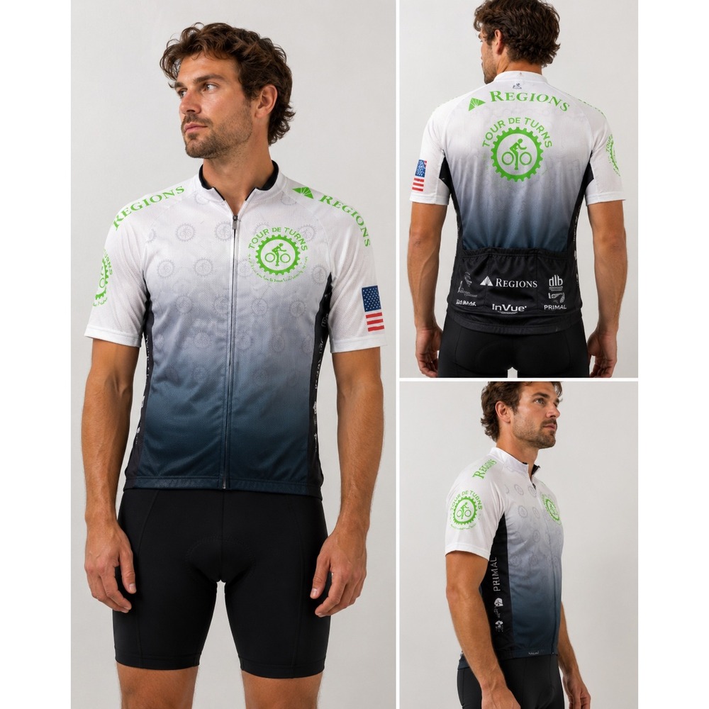 Primal Tour de Turn 22 Mens Race Cut Raglan Cycling Jersey White Grey MD